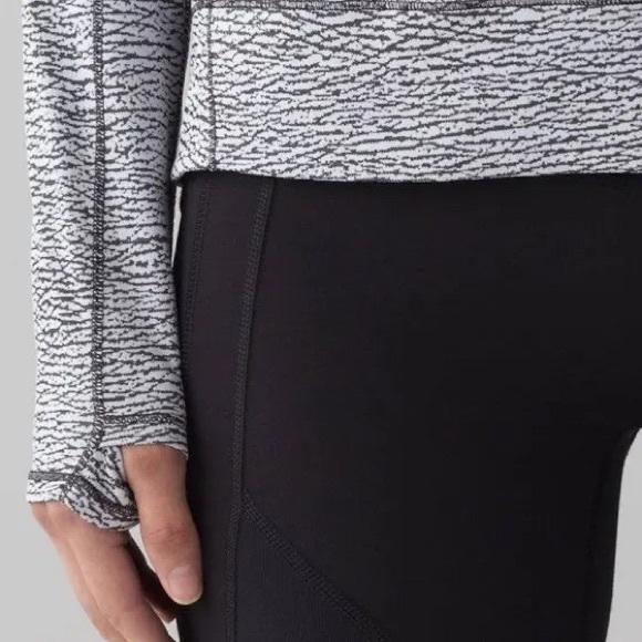 Lululemon Squad Goals Hoodie Sheer Luon Pebble Jacquard White Black Pullover 2 - Picture 7 of 10